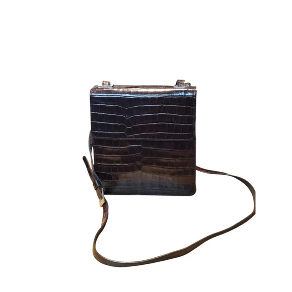 Enzo Angiolini Croc-Embossed Crossbody Bag in Brown - Picture 11 of 16